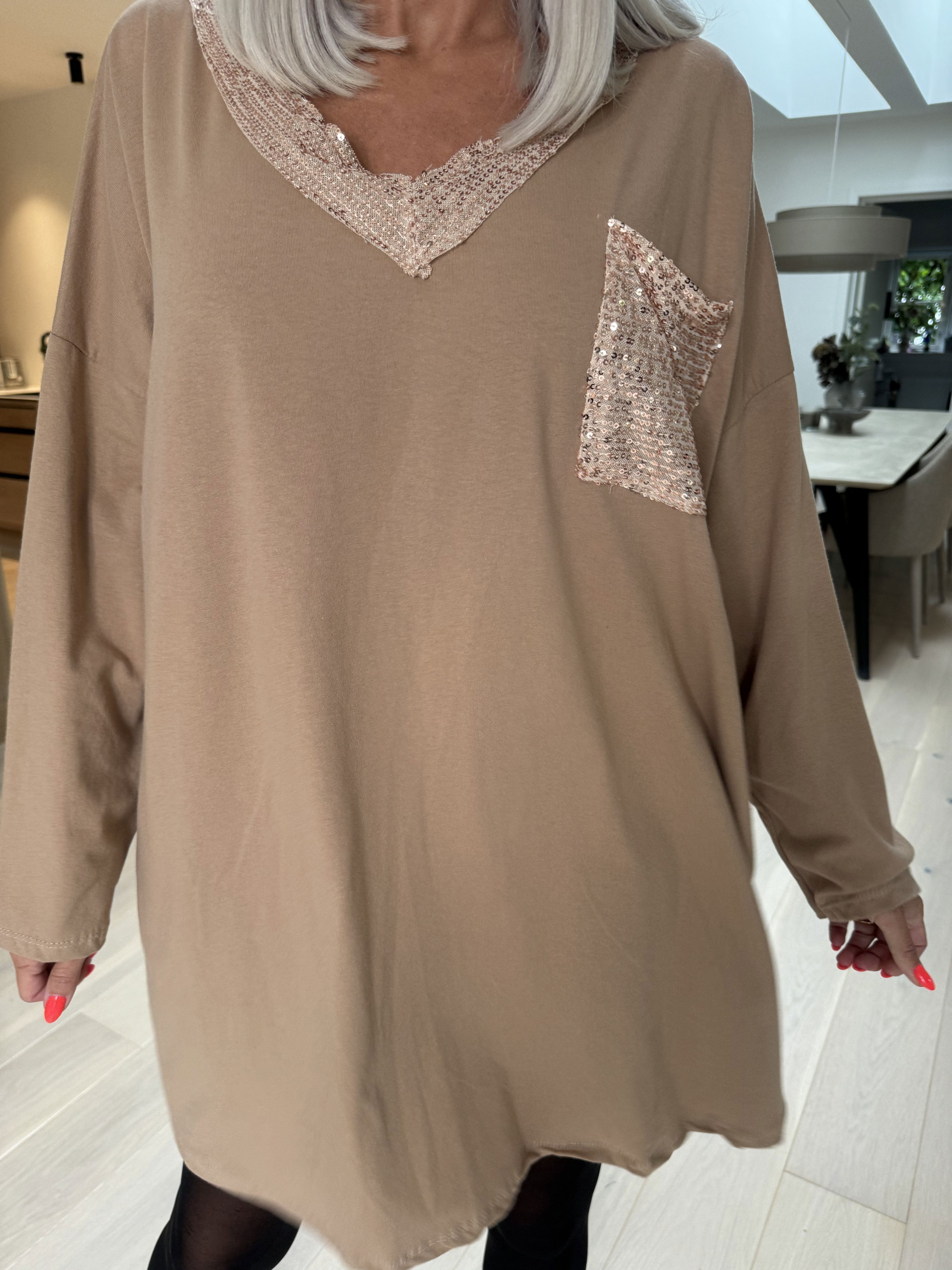 Jasmine - Tunika i mjuk bomull med paljetter